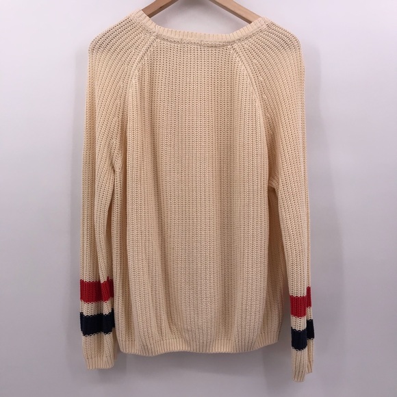 Forever 21 Pullover Sweater Cream Red Blue - Picture 4 of 5